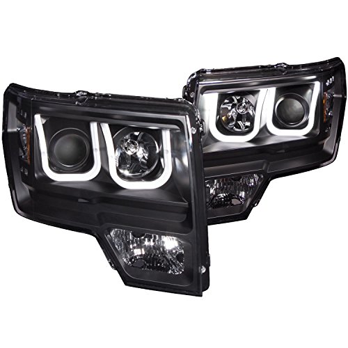 AnzoUSA 111263 Black U-Bar Style Amber Projector Headlight for Ford F-150