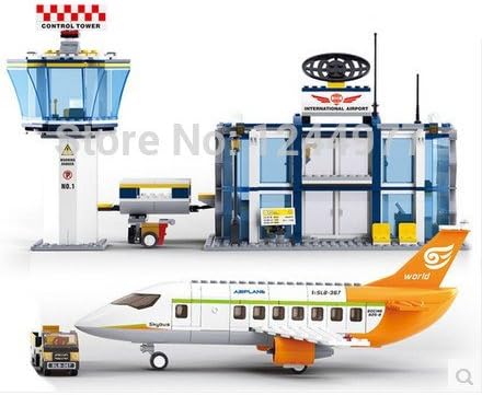 DIY Sluban M38b0367 Airplane International airport Building Blocks Childrens education kids plastic toys Compatible With Lego