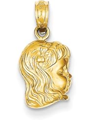 14K Yellow Gold Girl Head Charm