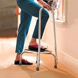 Duro-Med Foot Stool with Support Handle, Silver/Black