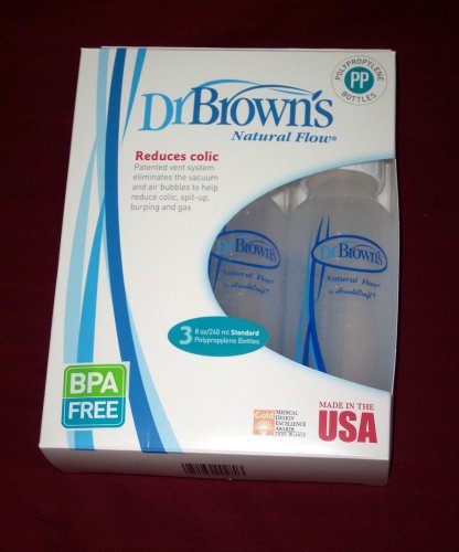 DR. BROWN'S 8 oz. STANDARD NATURAL FLOW POLYPROPYLENE PP BPA FREE BABY BOTTLES