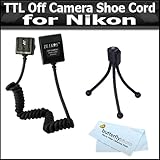 Off Camera Shoe Cord for Nikon Flash SC-28 3 Feet Coiled + BP MicroFiber Cleaning Cloth
