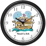 Noah's Ark No.5 - Biblical Theme Wall Clock by WatchBuddy Timepieces (Black Frame)