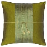 EXP Decorative Handmade Green Thai Silk Cushion Cover / Pillow Sham