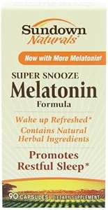 Sundown Naturals Super Snooze with Melatonin Nightime Formula Capsules, 90 Count
