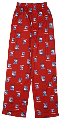 New York Rangers NHL Big Boys All-Over Print Pajama Pants - Red (Large (14/16))