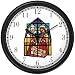 The Christ Child, Mary & Joseph (Stained Glass) No.1 Christian Theme Wall Clock by WatchBuddy Timepieces (Slate Blue Frame)