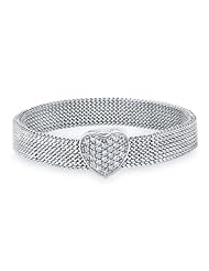 The Seventeen Magazine Jewelry Collection-Sterling Silver and White Topaz Heart Bracelet
