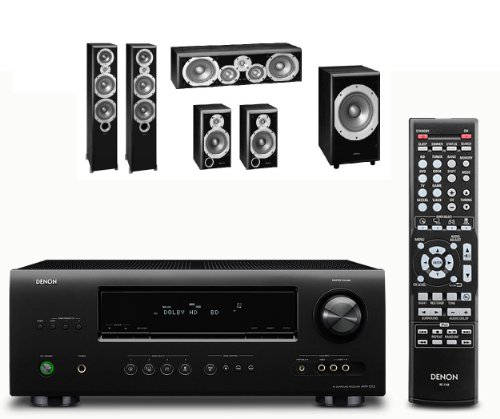 Denon AVR-1312 5.1-channel home theater receiver and Motion 262 5-Channel Speaker Set (Piano Black) and MartinLogan Dynamo 300 Home Theater and Stereo Subwoofer