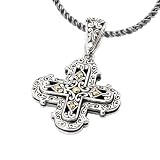 925 Silver Celtic Cross Pendant with 18k Gold Accents