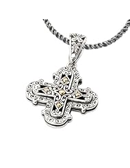 925 Silver Celtic Cross Pendant with 18k Gold Accents