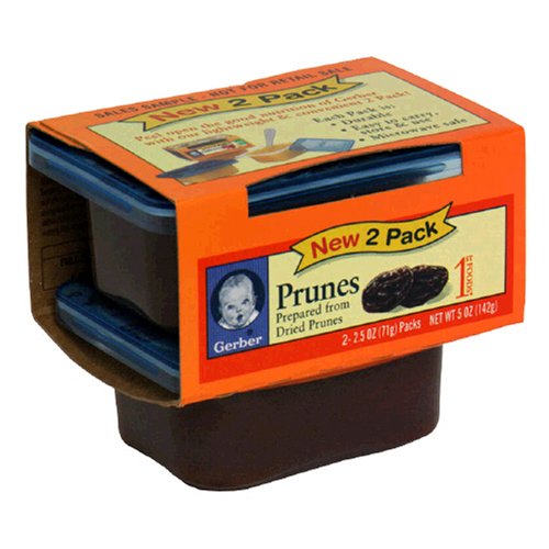 Gerber 1st Foods Organics Prunes, 8-Count, 2-Pack, 2.5-Ounce Unit (Pack of 2) by Gerber
