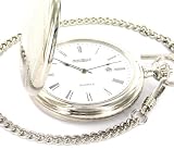 Swiss Chrome Plated Full Hunter Quartz Pocket Watch G555cq