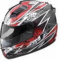 GMAX GM 68S Full Face Motorcycle Helmet Silver/Red w/LED Lights Large