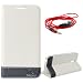 DMG HTC Desire 620G Flip Cover, DMG PRaiders Premium Magnetic Wallet Stand Cover Case for HTC Desire 620G (White) + 3.5mm Flat AUX Cable with Mic RS.399.00