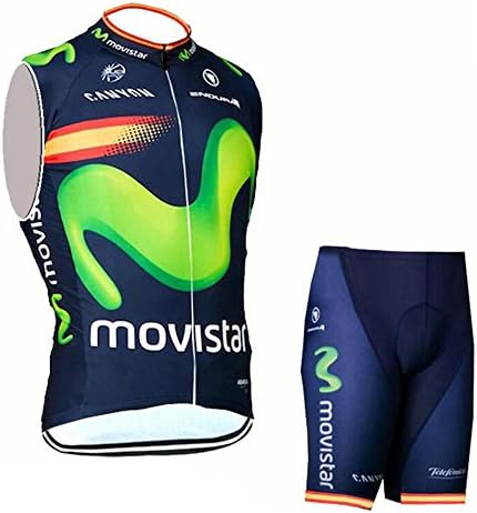 2016 Outdoor Sports Pro Team Women's Sleeveless Movistar Blue Summer Cycling Jersey and Shorts Set (Suit, M)