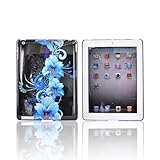 Blue Flowers on Black Hard Plastic Back Cover Case Cover For Apple iPad 2