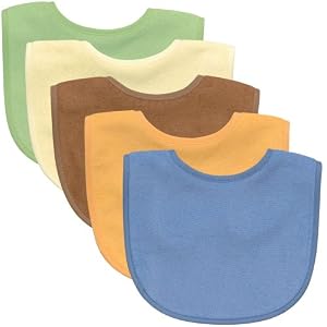 Green Sprouts Eco-friendly Fashion Waterproof Absorbent Terry Bib 5 Pack, Boys