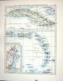 Johnston Antique Map 1898 Cuba British Honduras Puerto Rica Quebec Canada