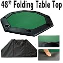 48" Green Folding Octagon Poker Table Top w/ Cup Holders & Padded Rail by Brybelly