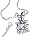 FANTOM It's Silver Solid Cubic Zirconia 2.00 Carat Round Nekclace with Pendant and 18 Inch Rolo Chain