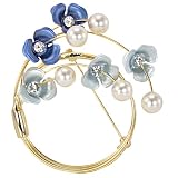 Crescent Crystal Flower Crescent Crystal Flower Venetian Pearl Brooch Pin - Various Colors