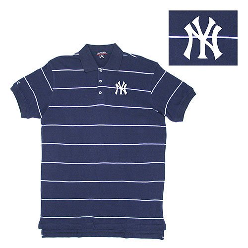 New York Yankees MLB Classic Pique Stripe Polo Shirt (Navy)