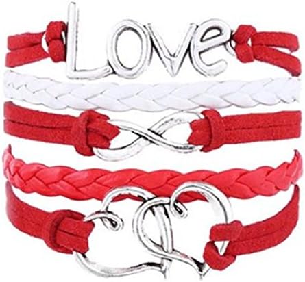 Wolf Infinity Silver Color Black Wax Cords Leather Braid Bracelet Rope Leather Bracelet