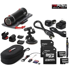 Two (2) ReplayXD Full 1080p High Definition Wearable Action Video Camera + Two (2) LEXSpeed 32GB microSDHC Class 10 + Suction Cup + HDMI Cable +Car USB Charger + Nylon Ballistic Case + Silk Camera Bag + Cleaning Combo + Motorsport Edition