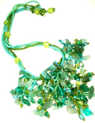 Click here to buy Crystal Glass Stone Green Aqua Gemstone Beaded 18 Necklace Life Giver - Fair Trade.