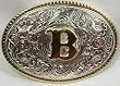 SILVER/GOLD PLATED  MONOGRAM LETTER "B" BELT BUCKLE