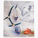 0159FL Winter Snow White Gift Horse Large Flag