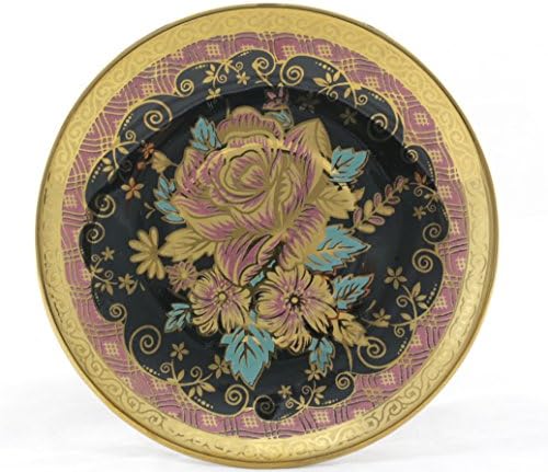 Ambilight Porcelain 6-ounce Coffee Cup and Saucer Black Chintz with Gold Trim,set of 2,black,E5,outstanding decorative cups