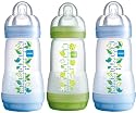 MAM Self Sterilising Anti Colic Bottles 260ml (3-Pack, Blue/Green)