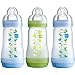 MAM Self Sterilising Anti Colic Bottles 260ml (3-Pack, Blue/Green)