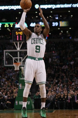 Denver Nuggets v Boston Celtics: Rajon Rondo Photographic Poster Print by Elsa , 8x12