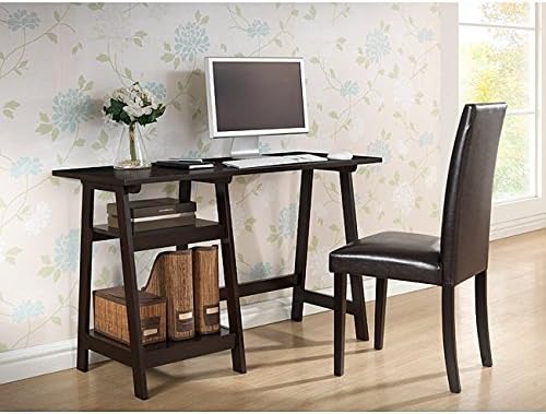 Mott Dark Brown Wood Modern and Elegant Desk with Sawhorse Legs (Small)