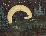 IMAGE OF Moonlight Bear HIGH QUALITY CANVAS Print With Light Added BRUSHSTROKES Jay Zinn 14x11