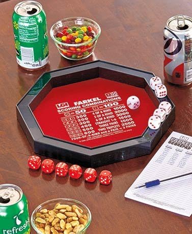 Farkel Game Set with Dice Rolling Tray and 40-Sheet score pad included
