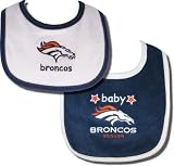 Officially licensed Denver Broncos embroidered logo Baby bibs - 2 pack