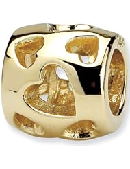 Reflection Beads 14kt Yellow Gold Cookie Cutter Hearts Love Bead