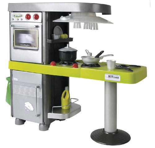Coloma 90580 - K&uuml;che mit 4 Einbauteilen und 32 Zubeh&ouml;rteilen, gr&uuml;n, grau und schwarz
