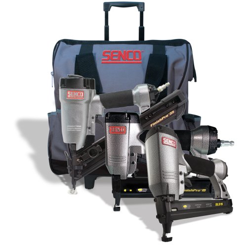Senco 3 Tool Finish and Trim Kit, Finish Pro 35, Finish Pro 15, SLS 15 Stapler with Heavy Duty Rolling Case