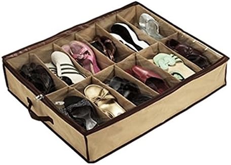 Jielry organizer 12Pair Shoes Storage Organizer Holder Shoe Organiser Bag Box Under Bed Closet (Color: Brown)