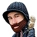 Beard Head Stubble Rider Beard Beanie - Original Handmade Brimmed Hat and Removable Beard Brown