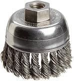 Weiler Wire Cup Brush, Threaded Hole, Steel, Partial Twist Knotted, Single Row
