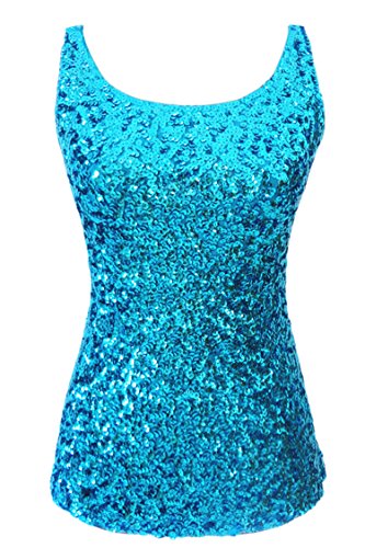 Cutiefox Women's Sequin Sparkle Tank Top Vest Tops Sleeveless Shirt