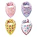 Baby Bandana Drool Bibs (4-pack) for a Teething, Drooling Baby. Cute Monsters and Spaceships on Yellow, Pink, Purple, and White Backgrounds. The Perfect Gift for That New Baby in Your Life.