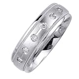 Beverly Diamonds Mens 14K WHITE GOLD DIAMOND WEDDING BAND RING Round-Shape