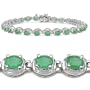 5.40 Carat Genuine Emerald Ovals Silver Bracelet